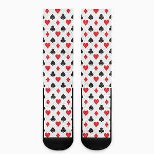 Playing Card Suits Pattern Print Crew Socks