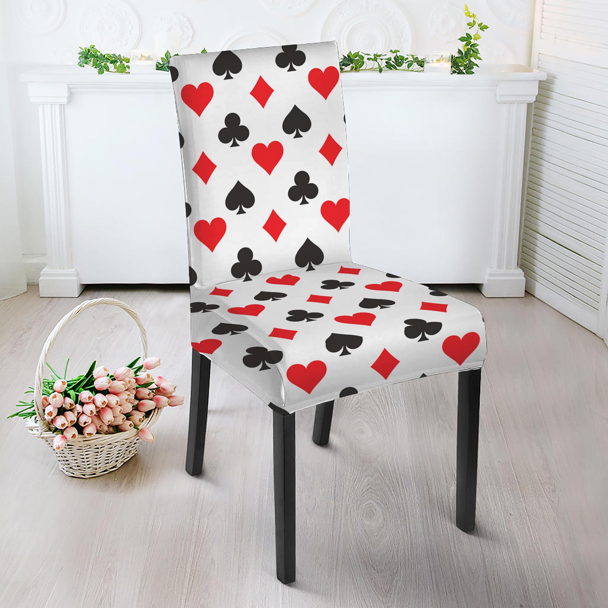 Playing Card Suits Pattern Print Dining Chair Slipcover