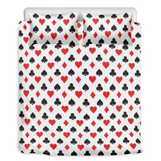 Playing Card Suits Pattern Print Duvet Cover Bedding Set