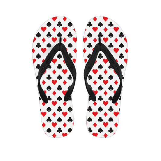Playing Card Suits Pattern Print Flip Flops