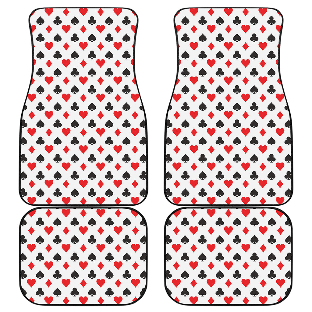 Playing Card Suits Pattern Print Front and Back Car Floor Mats