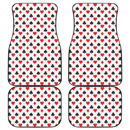 Playing Card Suits Pattern Print Front and Back Car Floor Mats