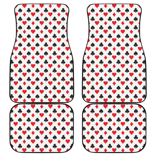 Playing Card Suits Pattern Print Front and Back Car Floor Mats