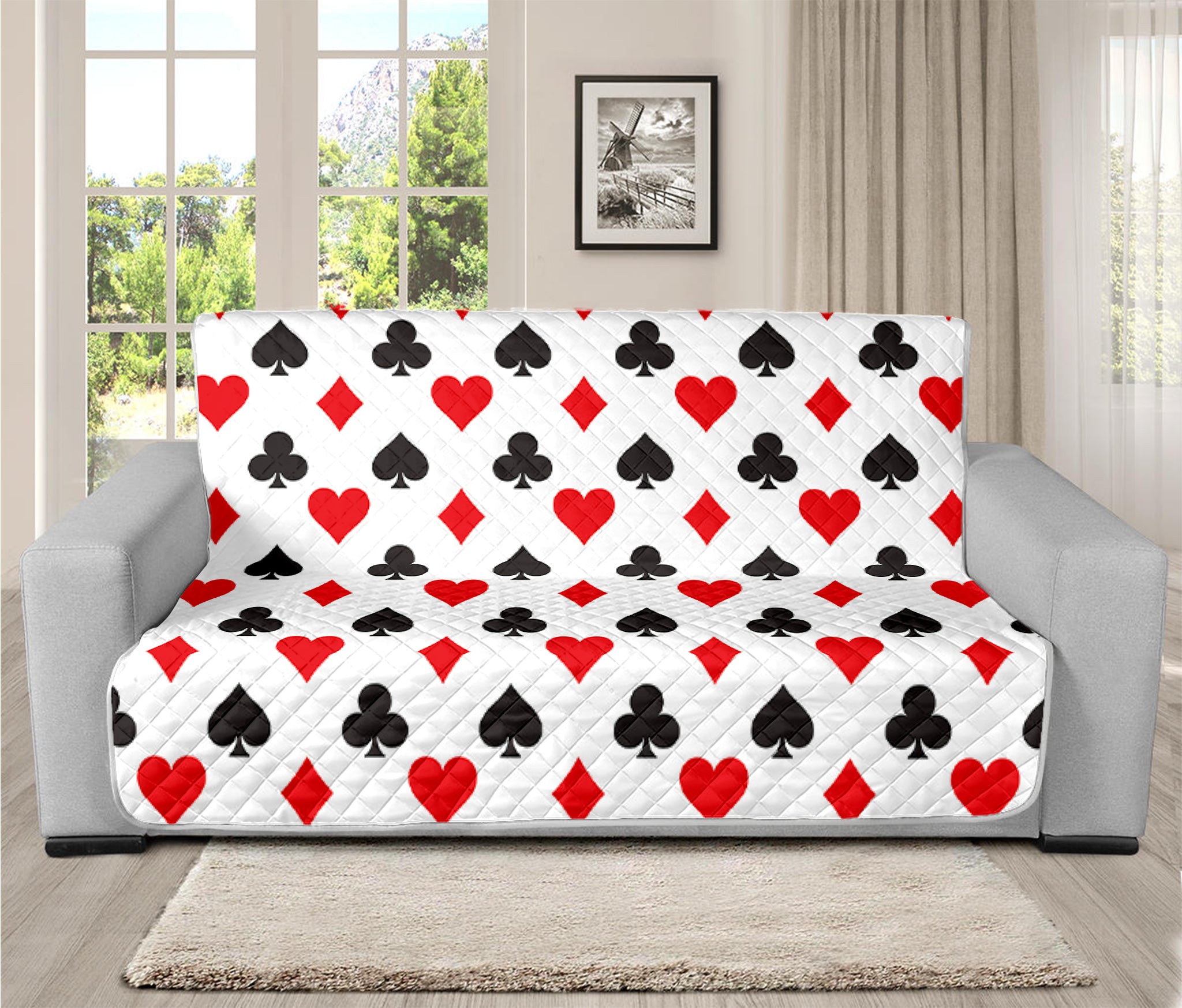 Playing Card Suits Pattern Print Futon Protector