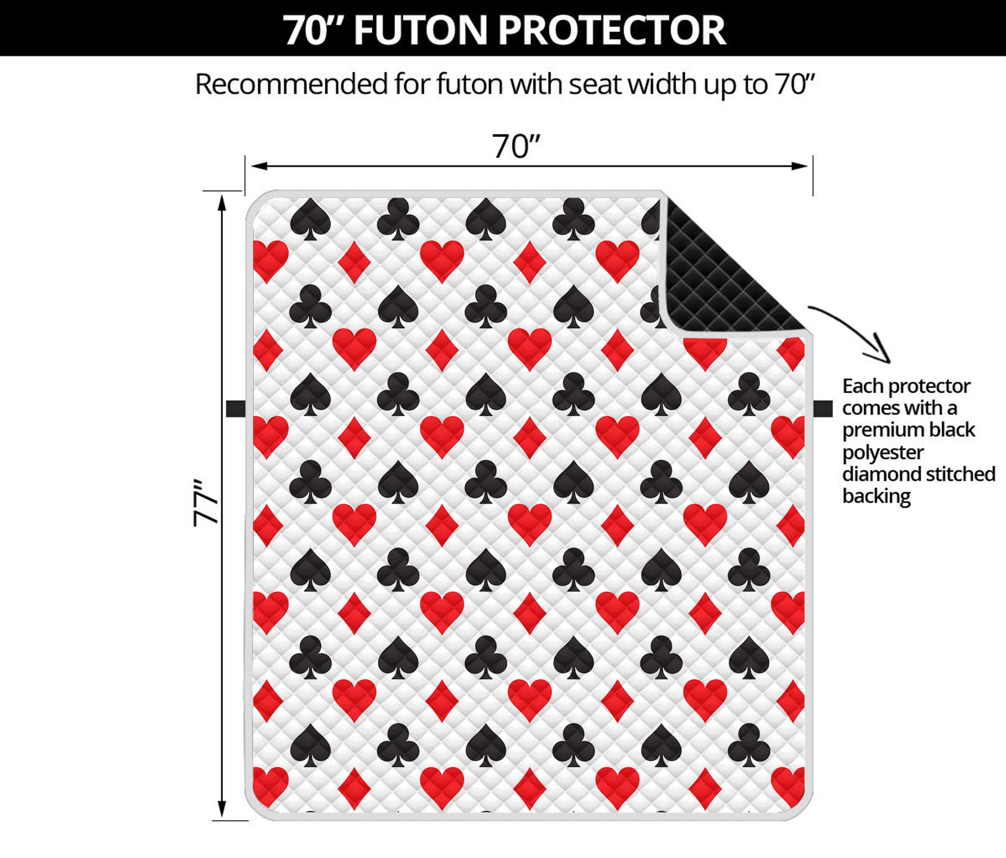 Playing Card Suits Pattern Print Futon Protector