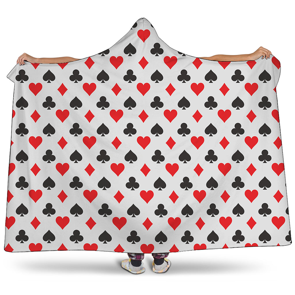 Playing Card Suits Pattern Print Hooded Blanket