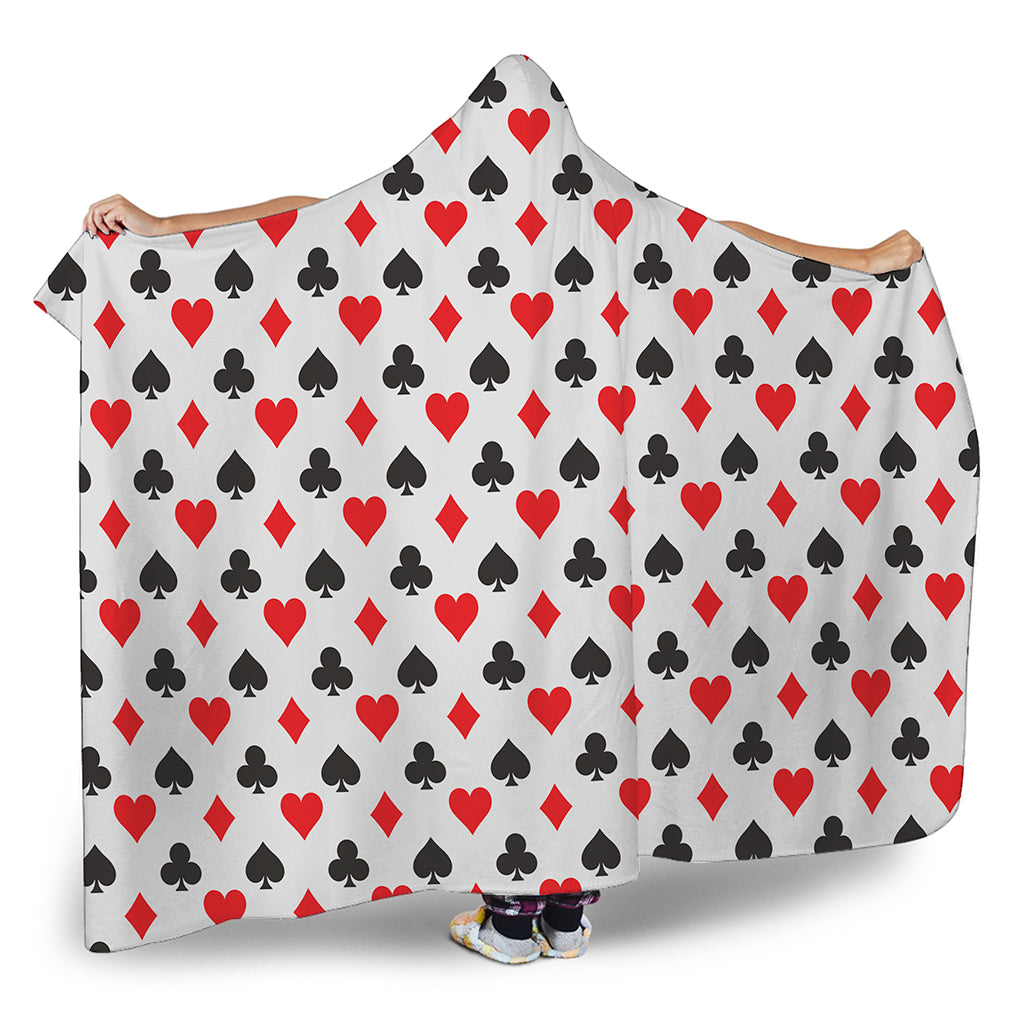 Playing Card Suits Pattern Print Hooded Blanket
