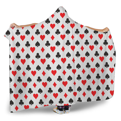 Playing Card Suits Pattern Print Hooded Blanket