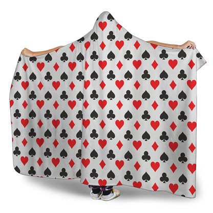 Playing Card Suits Pattern Print Hooded Blanket