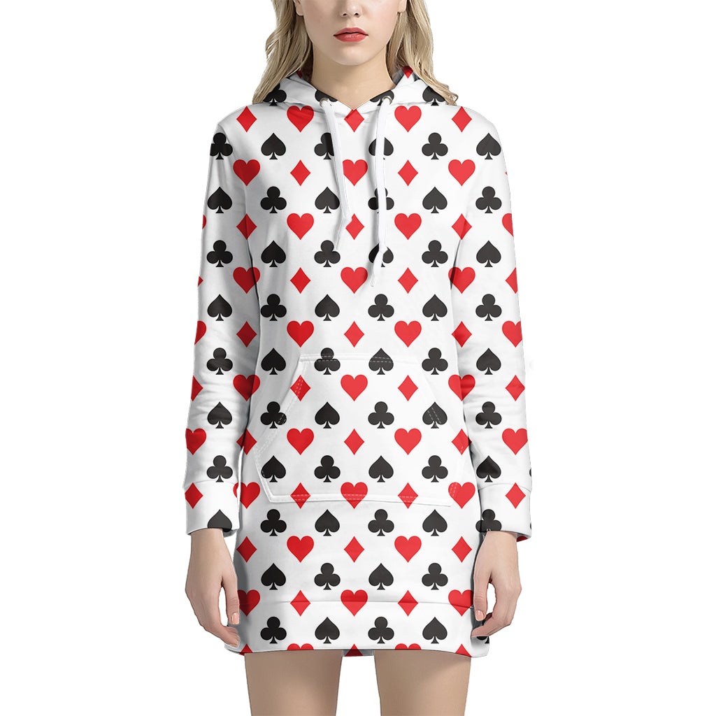 Playing Card Suits Pattern Print Hoodie Dress