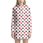 Playing Card Suits Pattern Print Hoodie Dress