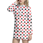 Playing Card Suits Pattern Print Hoodie Dress