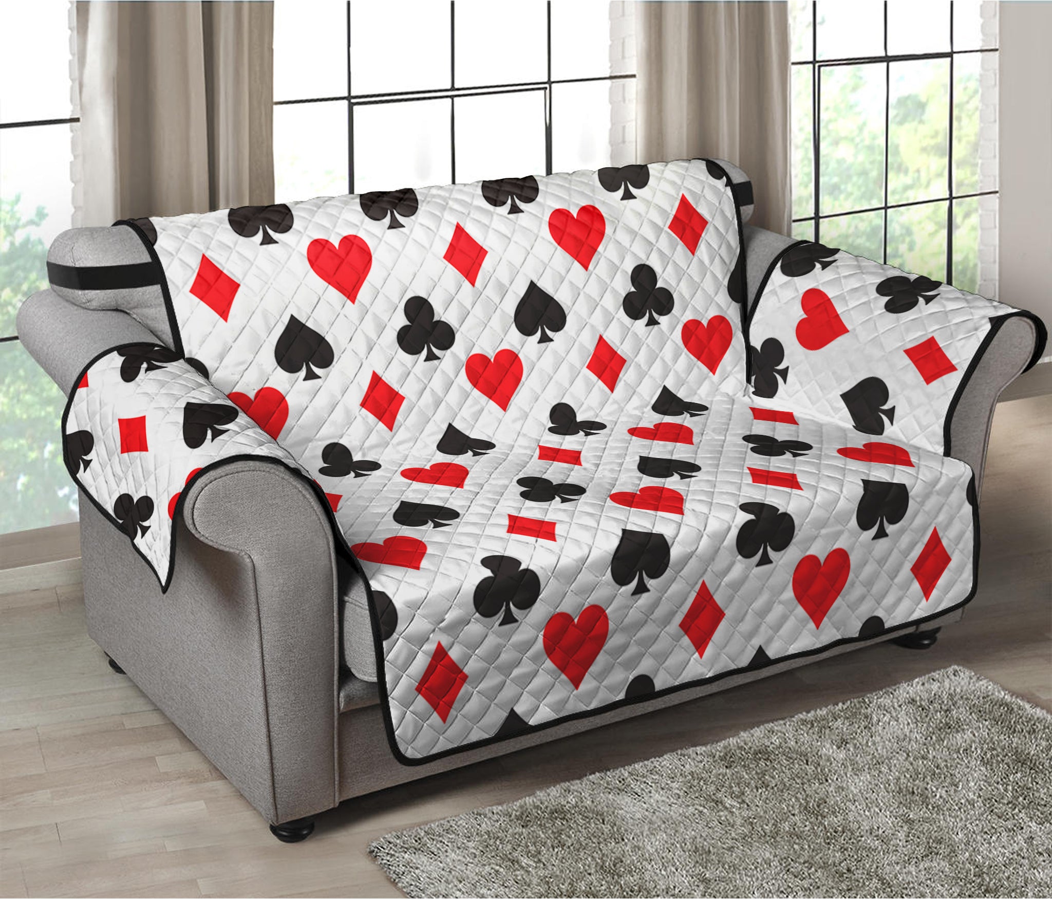 Playing Card Suits Pattern Print Loveseat Protector