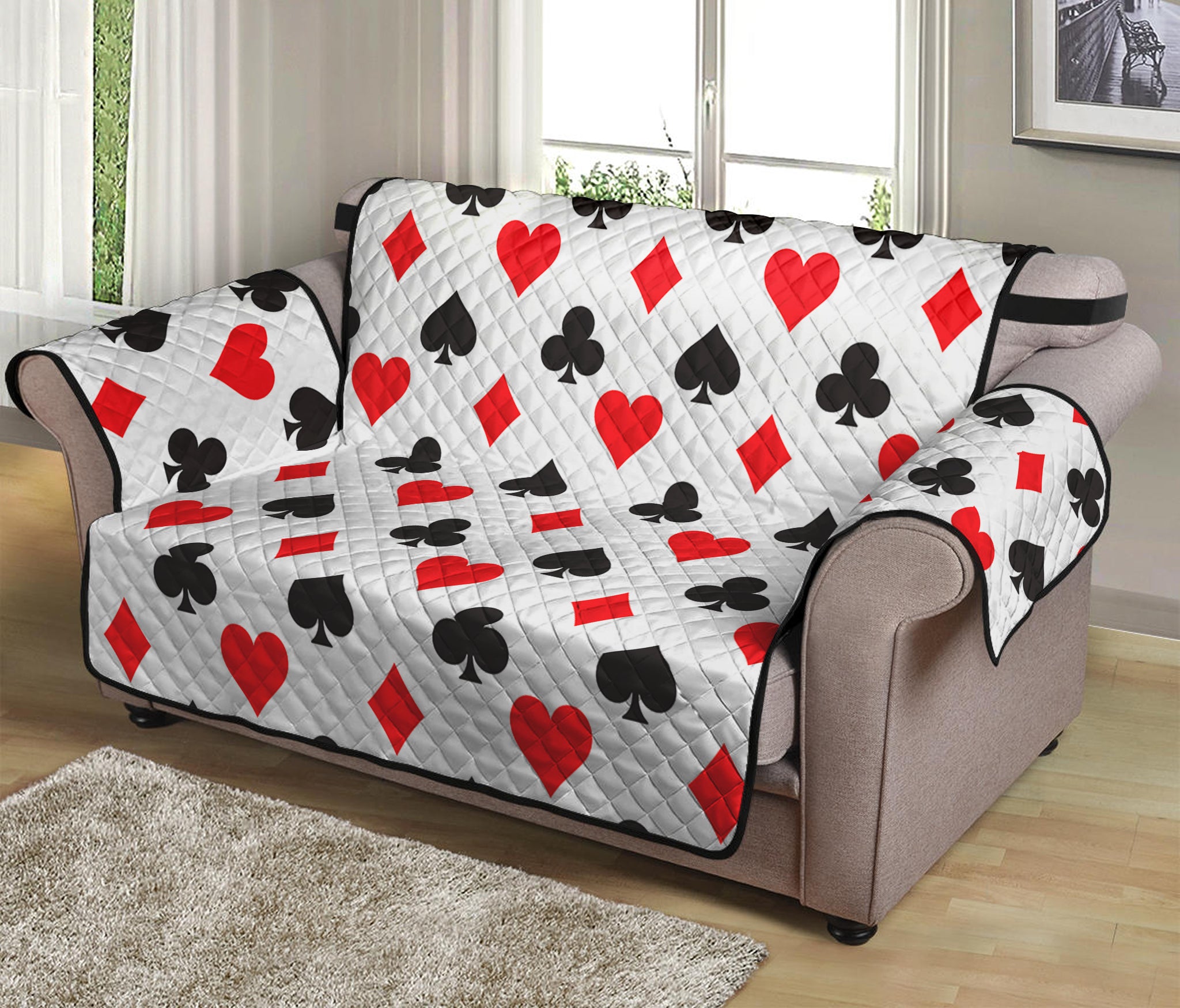 Playing Card Suits Pattern Print Loveseat Protector