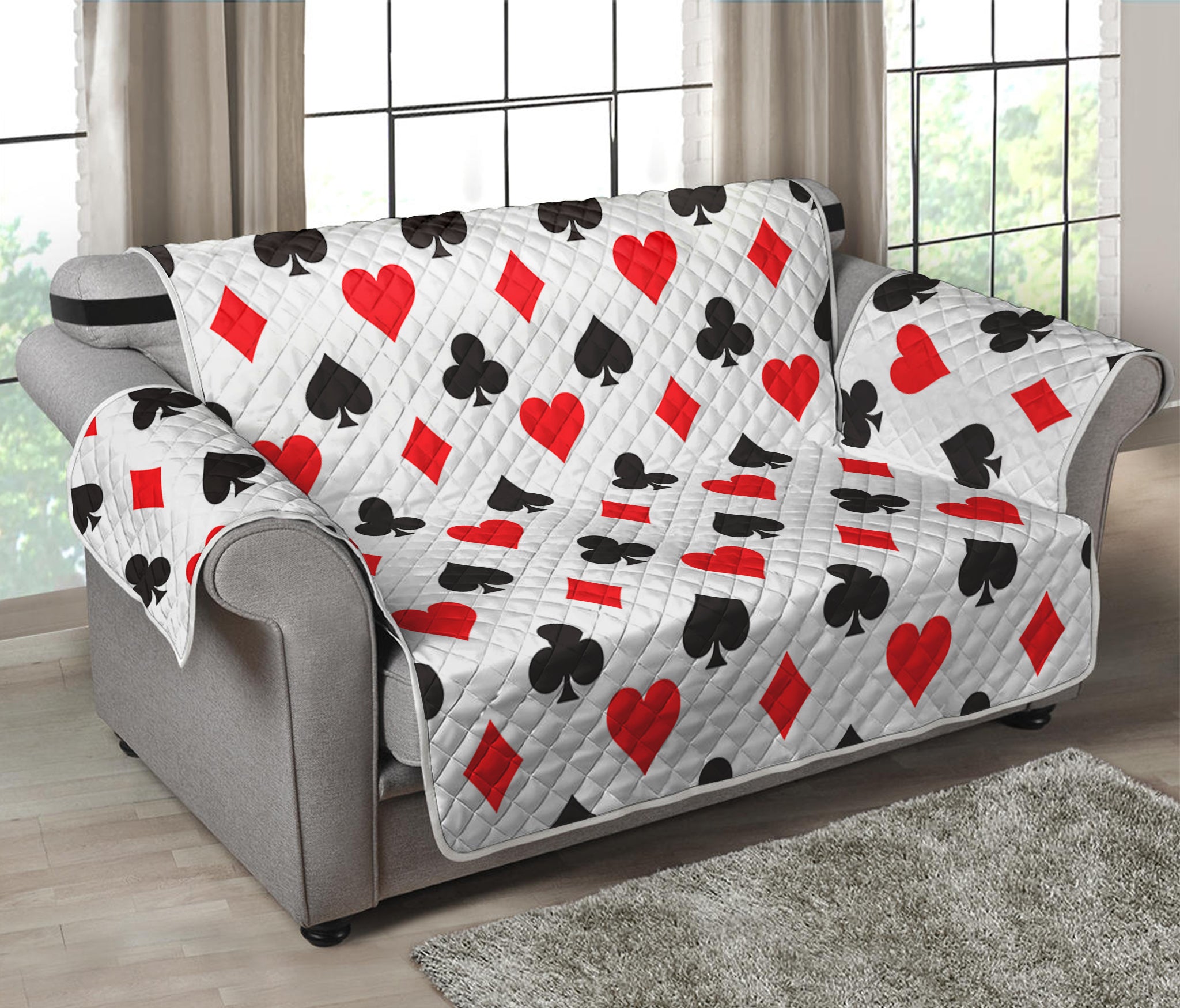 Playing Card Suits Pattern Print Loveseat Protector