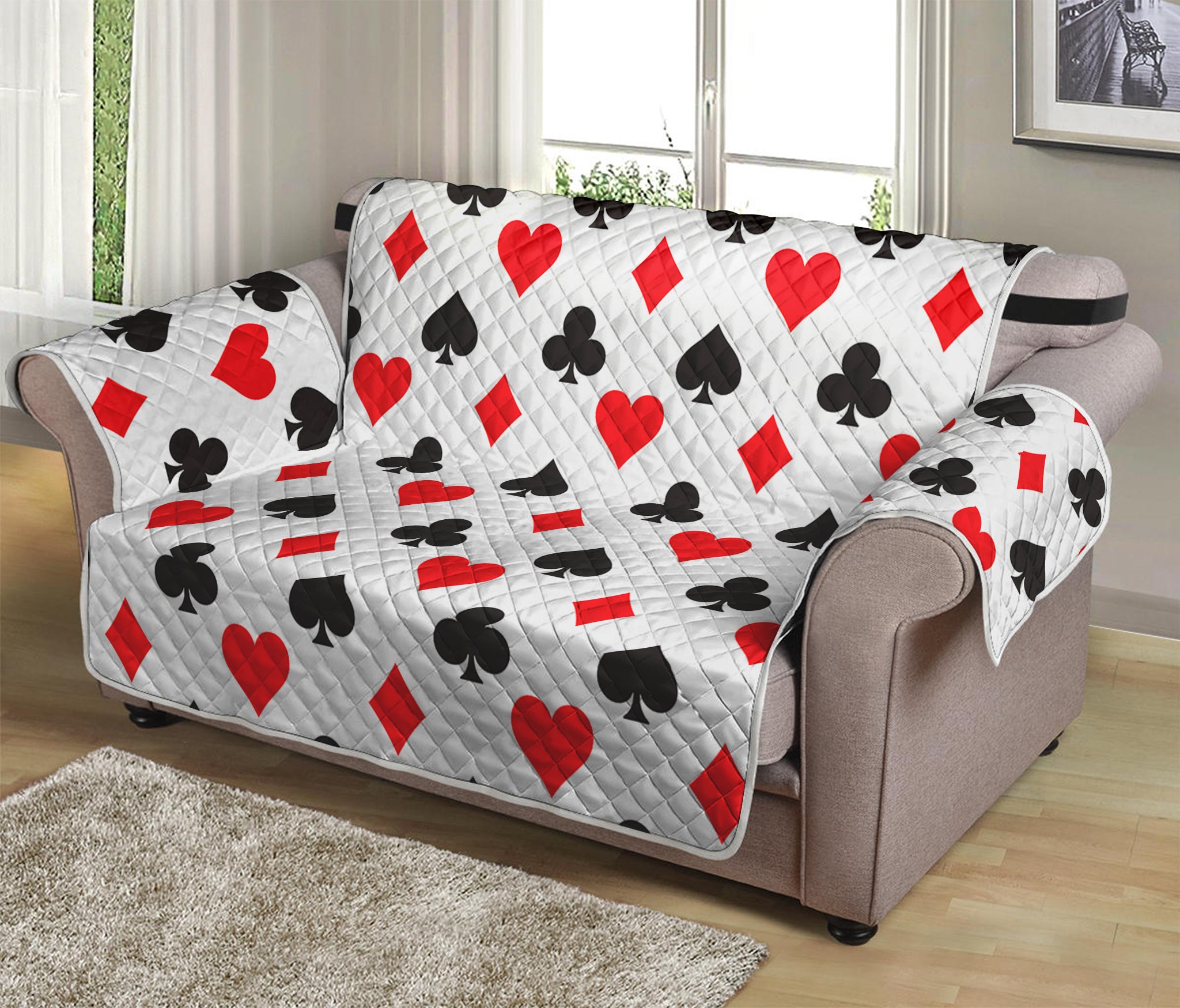 Playing Card Suits Pattern Print Loveseat Protector