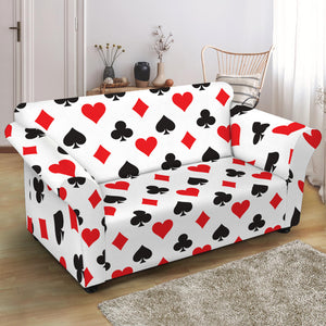 Playing Card Suits Pattern Print Loveseat Slipcover