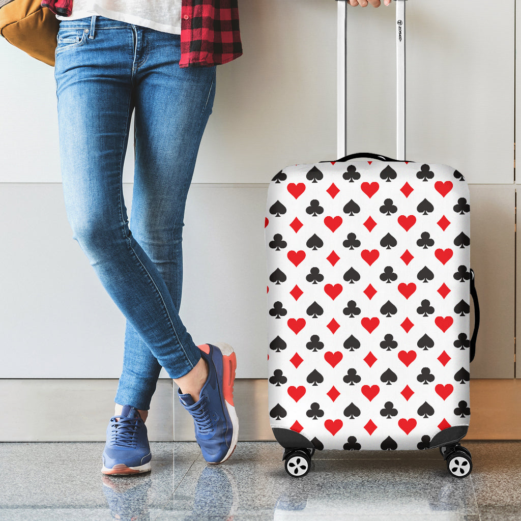 Playing Card Suits Pattern Print Luggage Cover