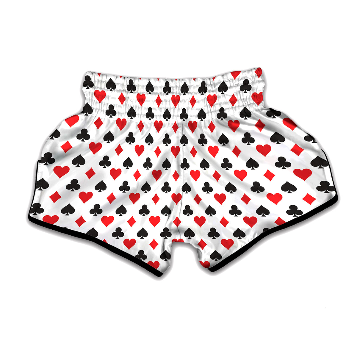 Playing Card Suits Pattern Print Muay Thai Boxing Shorts