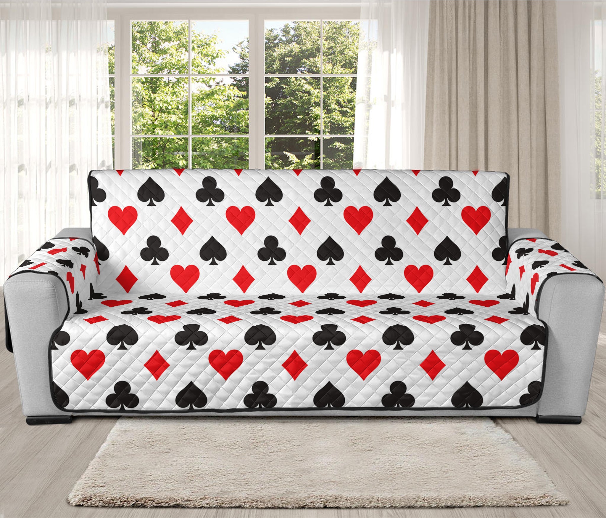 Playing Card Suits Pattern Print Oversized Sofa Protector