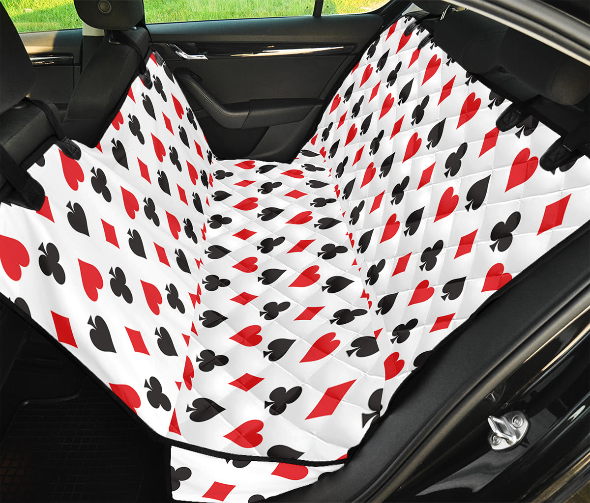 Playing Card Suits Pattern Print Pet Car Back Seat Cover