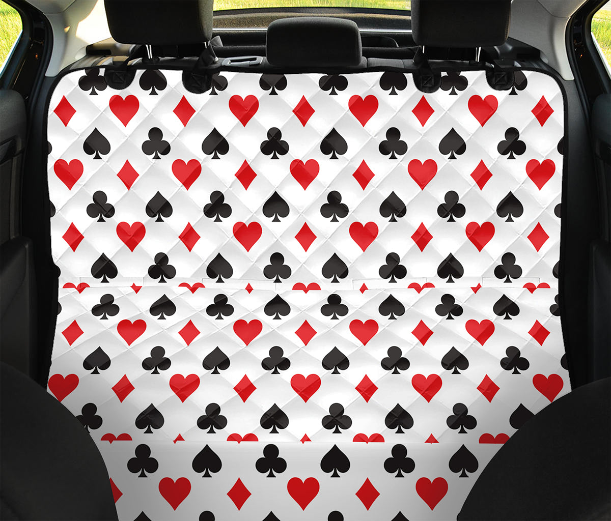 Playing Card Suits Pattern Print Pet Car Back Seat Cover