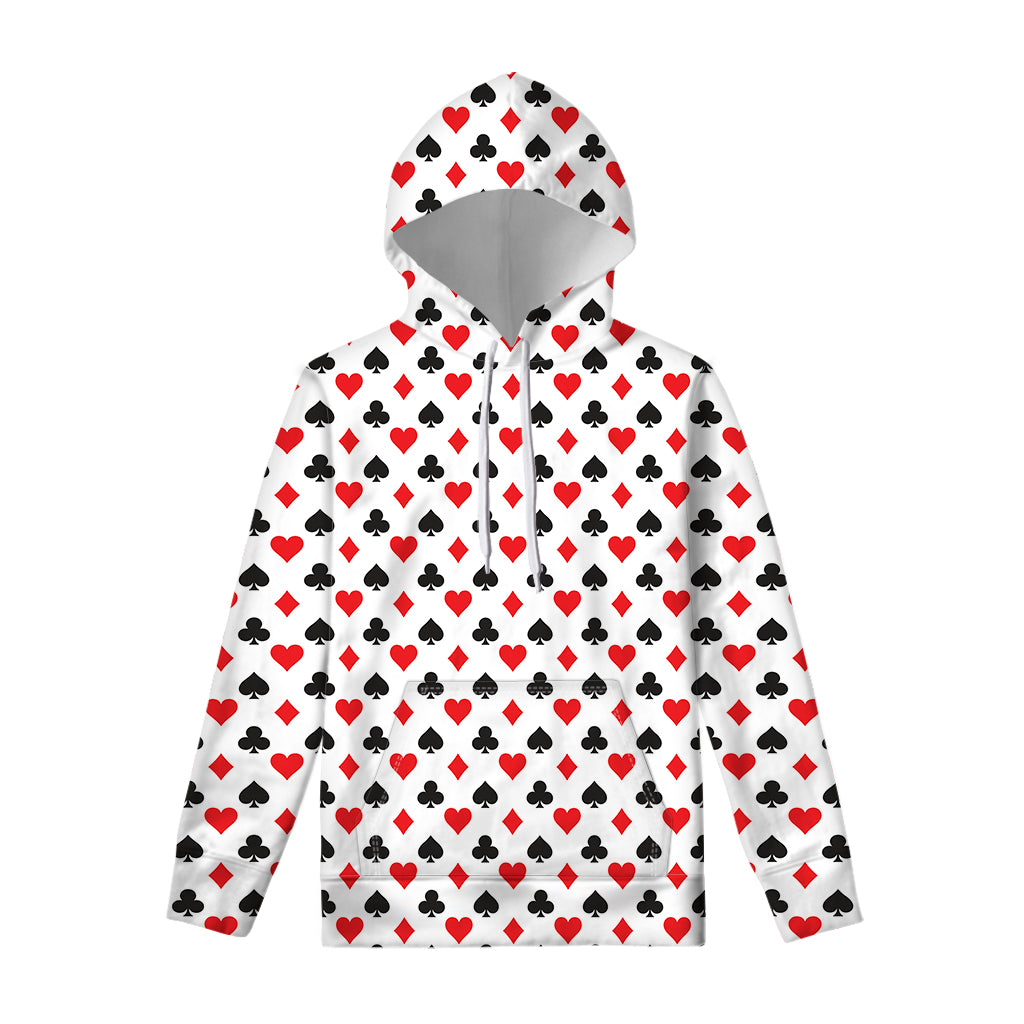 Playing Card Suits Pattern Print Pullover Hoodie