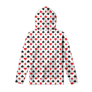 Playing Card Suits Pattern Print Pullover Hoodie