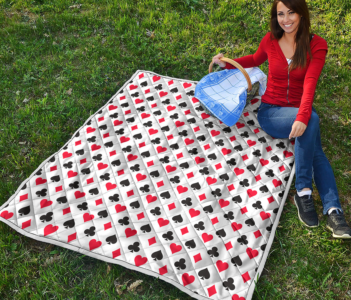 Playing Card Suits Pattern Print Quilt