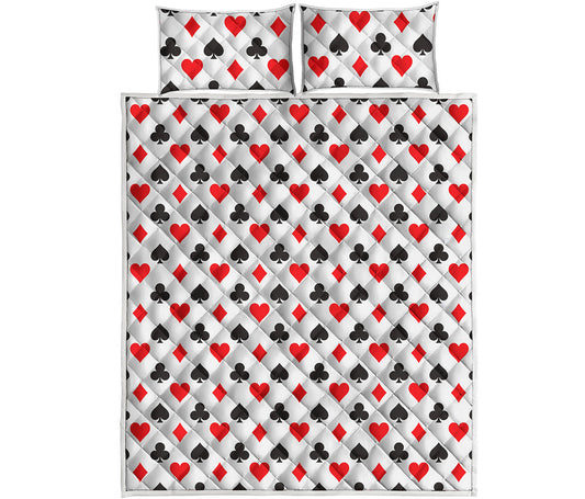 Playing Card Suits Pattern Print Quilt Bed Set