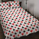 Playing Card Suits Pattern Print Quilt Bed Set