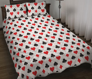 Playing Card Suits Pattern Print Quilt Bed Set