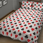 Playing Card Suits Pattern Print Quilt Bed Set