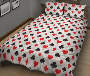 Playing Card Suits Pattern Print Quilt Bed Set