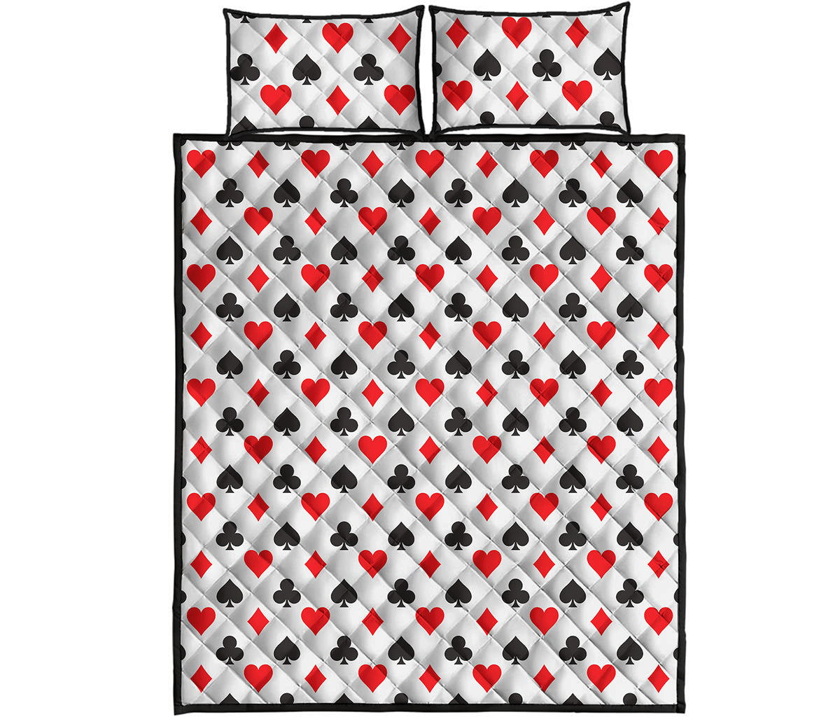 Playing Card Suits Pattern Print Quilt Bed Set