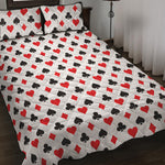 Playing Card Suits Pattern Print Quilt Bed Set