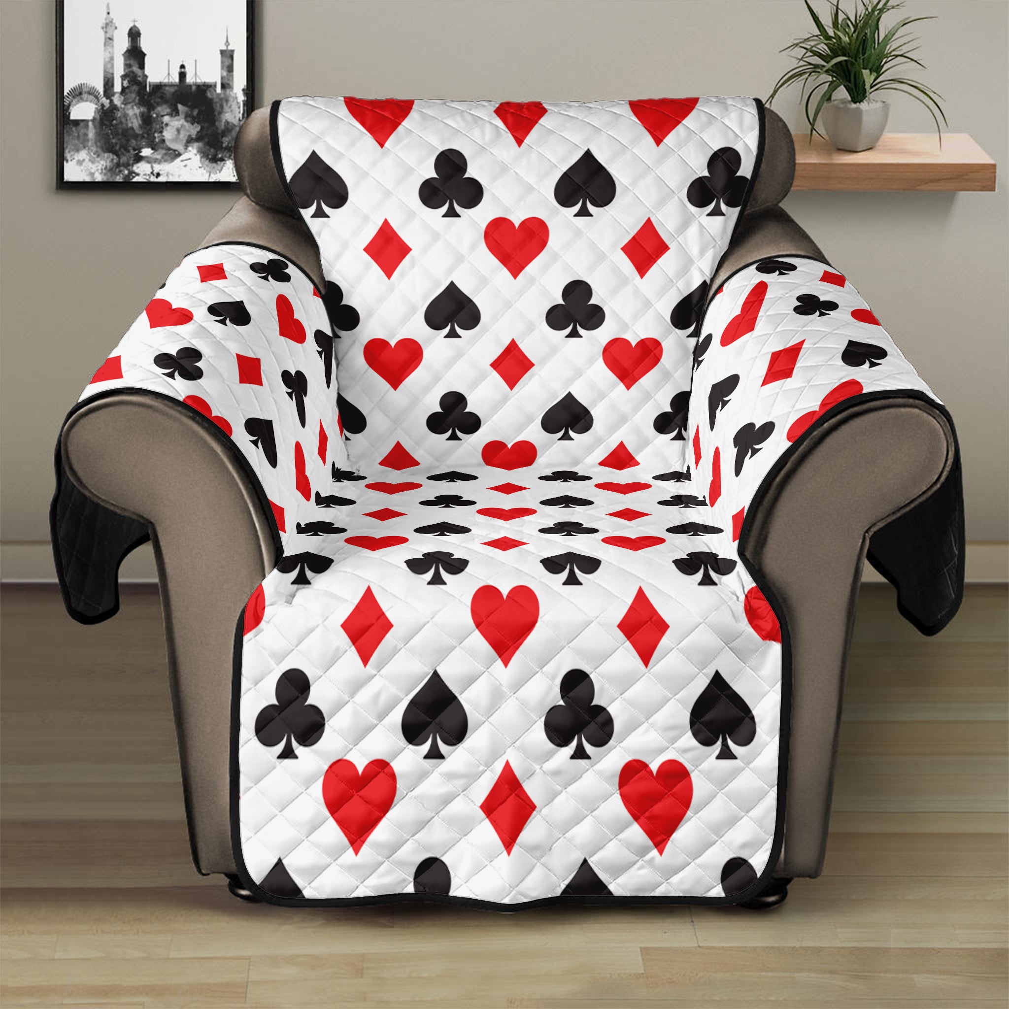 Playing Card Suits Pattern Print Recliner Protector