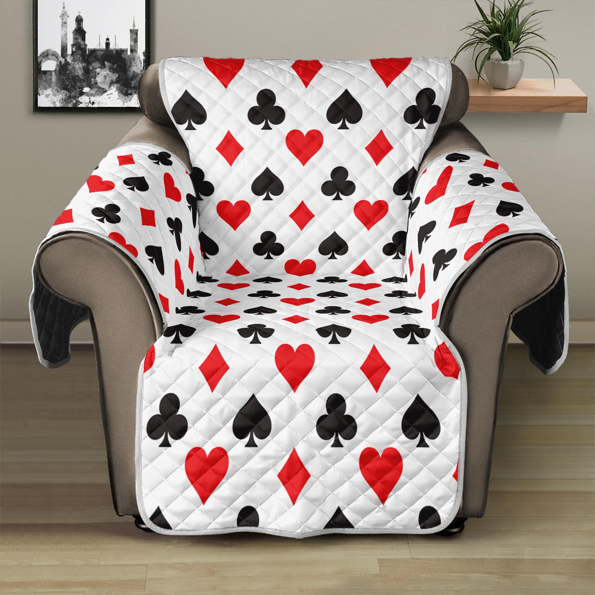 Playing Card Suits Pattern Print Recliner Protector