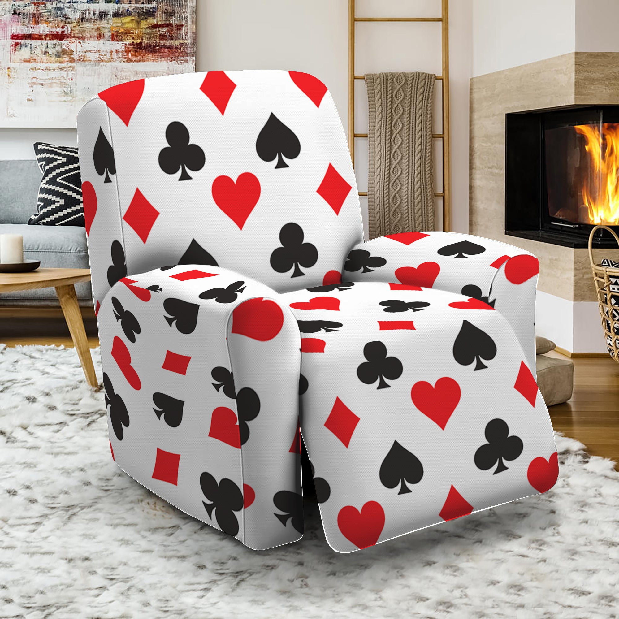 Playing Card Suits Pattern Print Recliner Slipcover