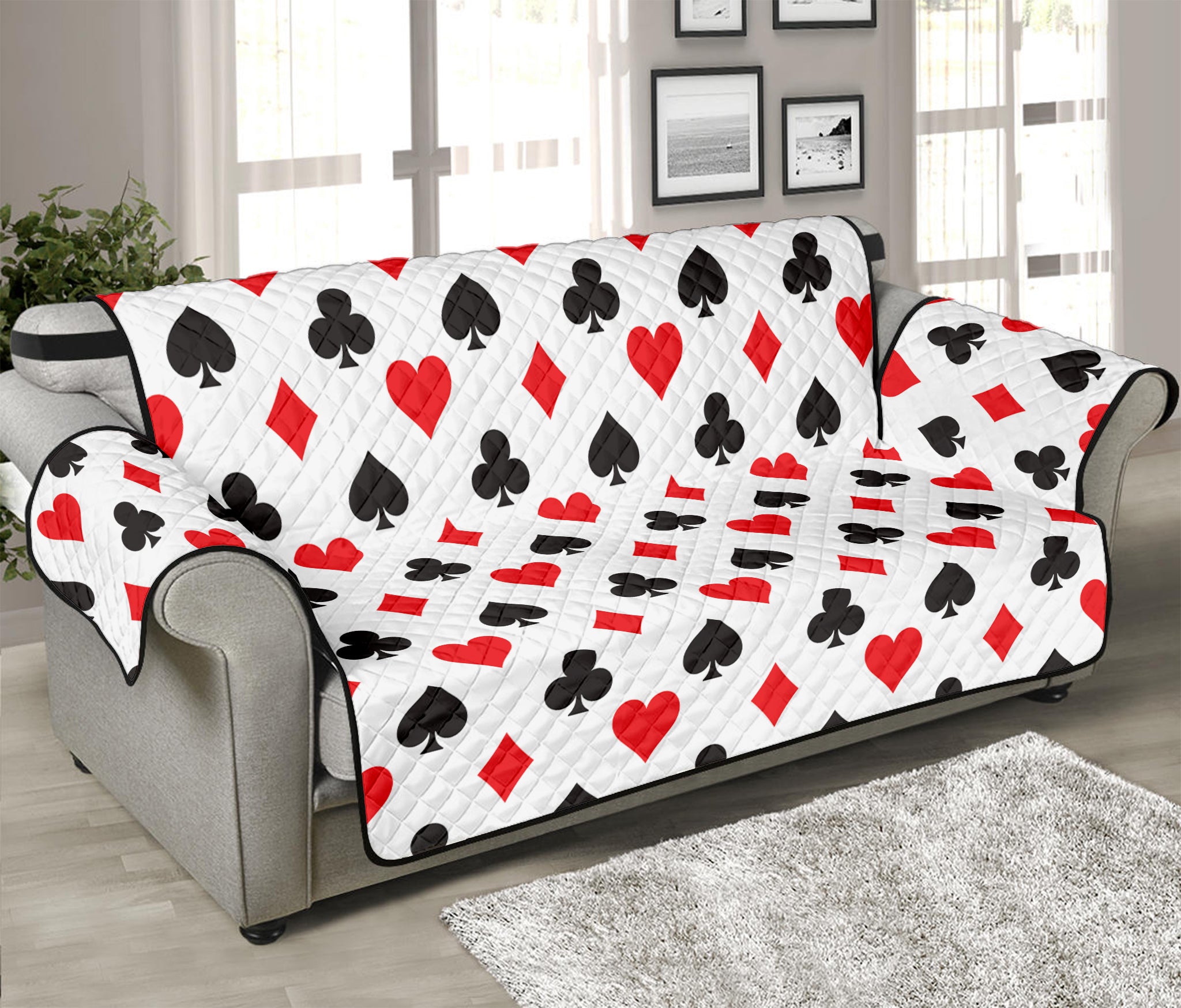 Playing Card Suits Pattern Print Sofa Protector