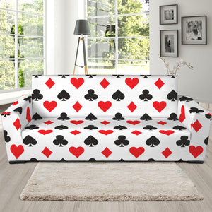 Playing Card Suits Pattern Print Sofa Slipcover