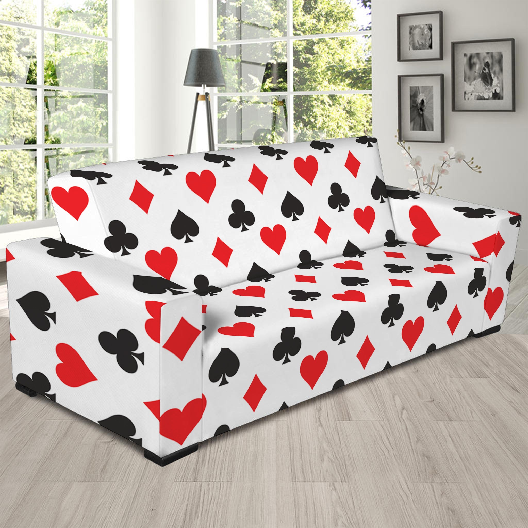 Playing Card Suits Pattern Print Sofa Slipcover