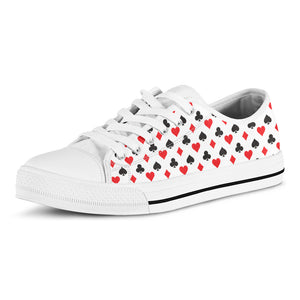 Playing Card Suits Pattern Print White Low Top Shoes