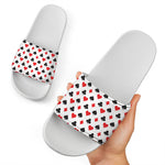 Playing Card Suits Pattern Print White Slide Sandals