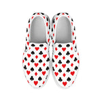 Playing Card Suits Pattern Print White Slip On Shoes