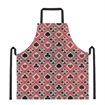Playing Card Suits Plaid Pattern Print Apron