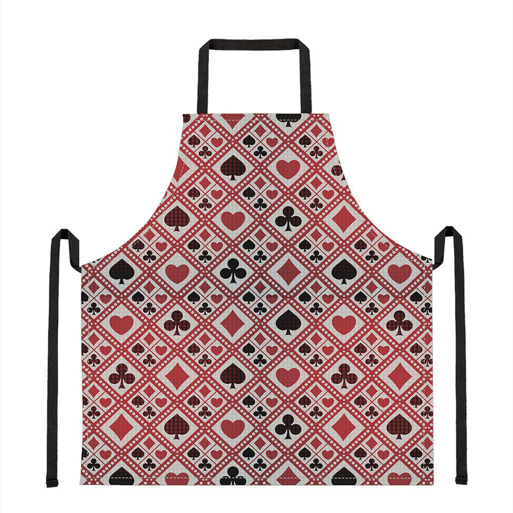 Playing Card Suits Plaid Pattern Print Apron