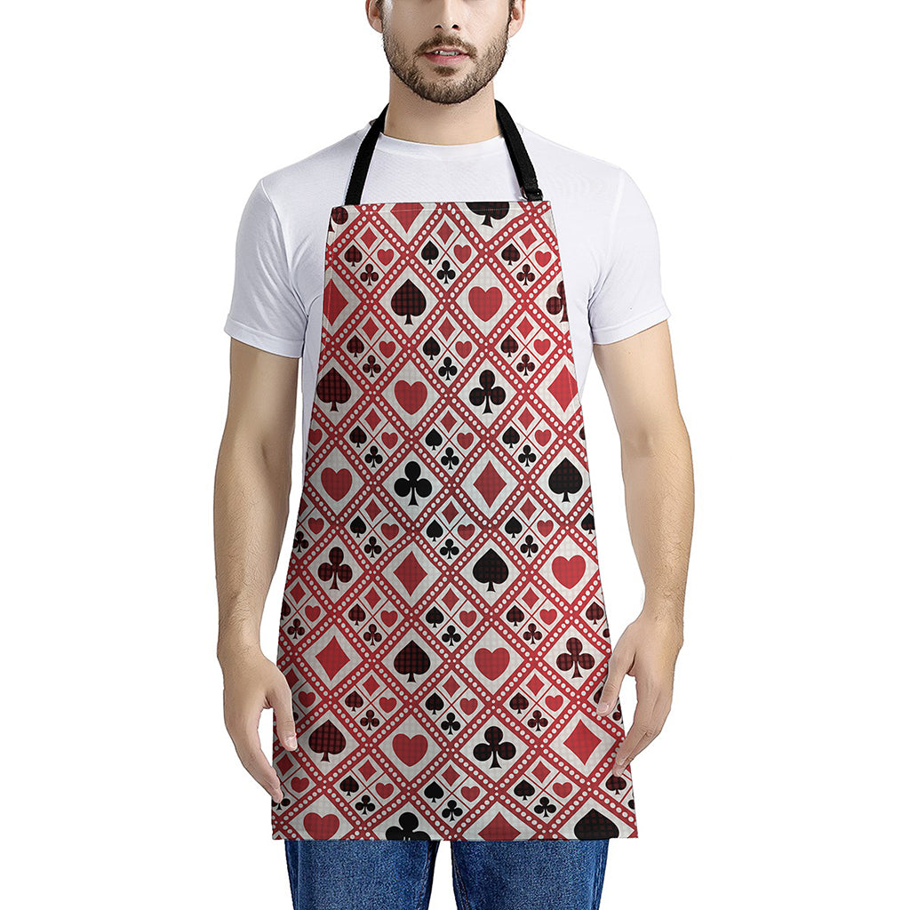 Playing Card Suits Plaid Pattern Print Apron
