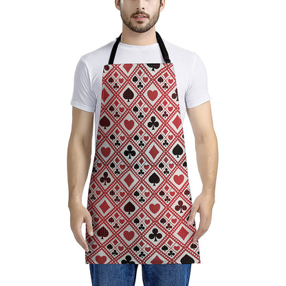 Playing Card Suits Plaid Pattern Print Apron