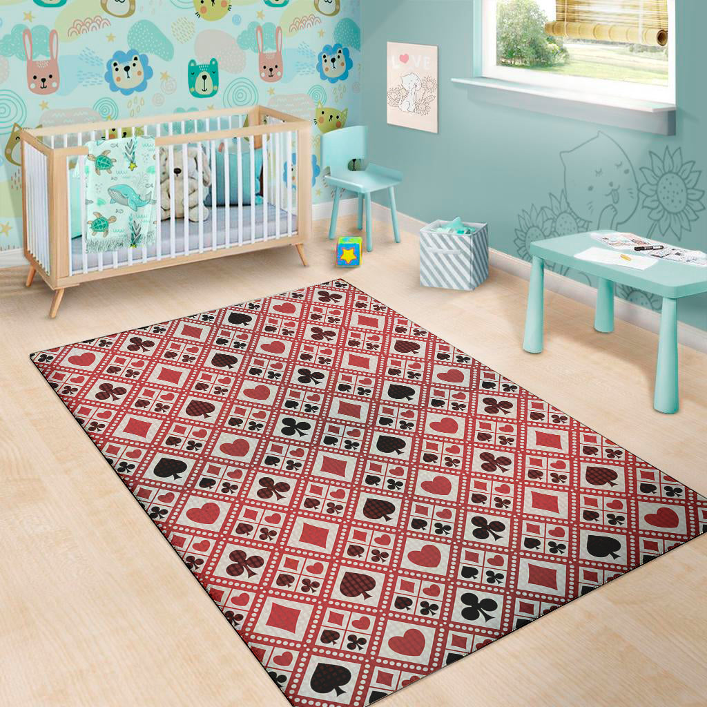 Playing Card Suits Plaid Pattern Print Area Rug